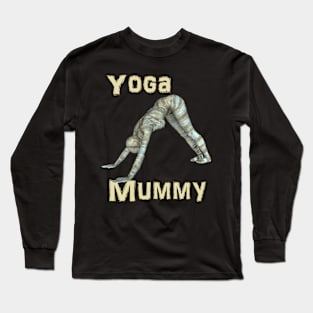 Yoga Mummy Downward Dog Pose Long Sleeve T-Shirt